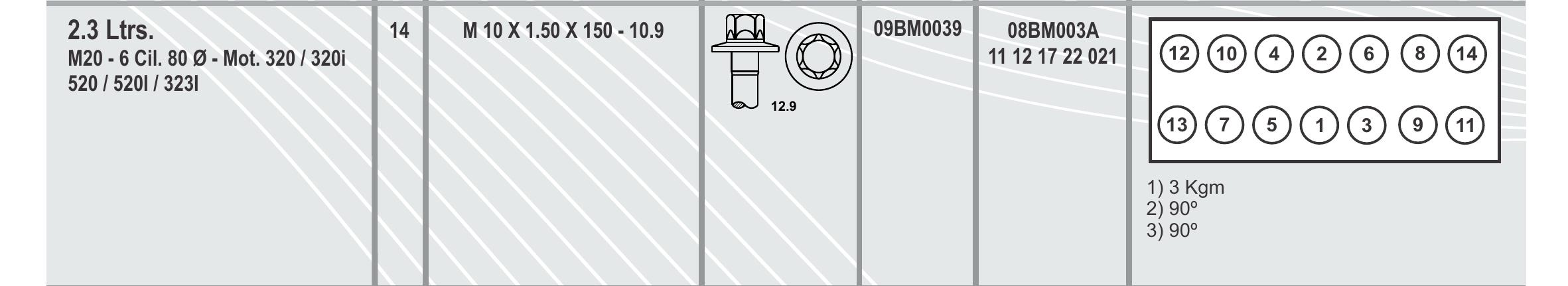 BULON TAPA CILINDRO - 09BM0039 - BMW 2,0/2,3/2,5/2,7L - 6 CIL.