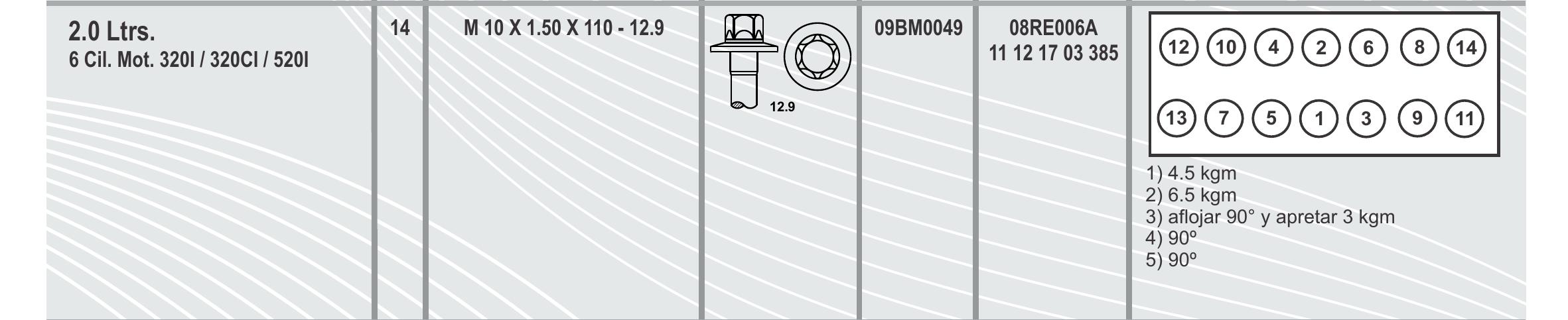 BULON TAPA CILINDRO - 09BM0049 - BMW 2,5/2,8/3,0L - 6 CIL.